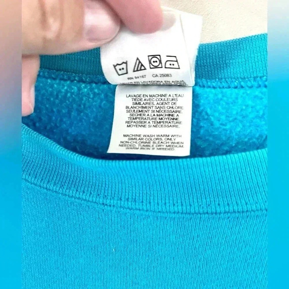 The Disney Catalog Vintage 90s Tinkerbell Teal Crewneck Sweatshirt Size Medium - Picture 8 of 14